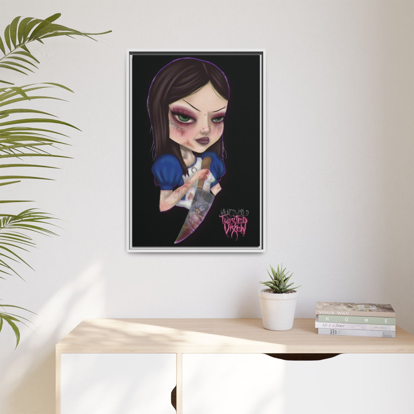 Twisted Alice Matte Canvas, Framed (Multi-color)