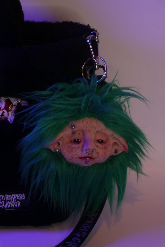 Green troll bag charm