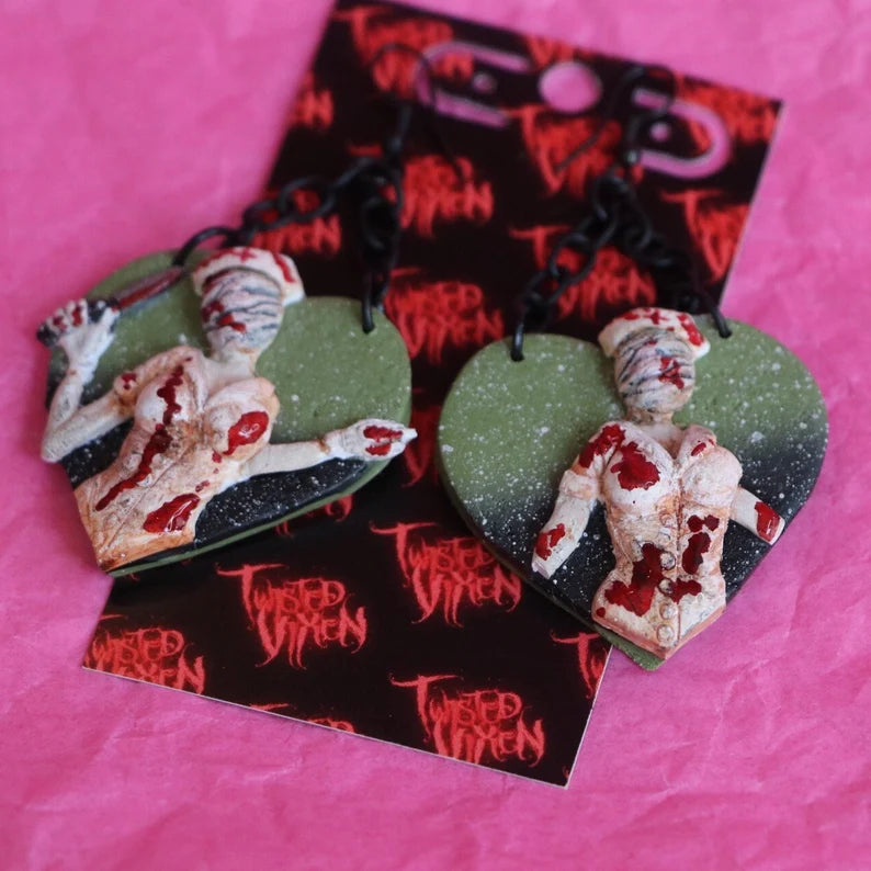 silent nurse polymer clay earrings