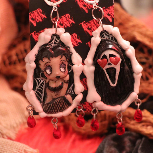 Ghostface meets Bad betty earrings