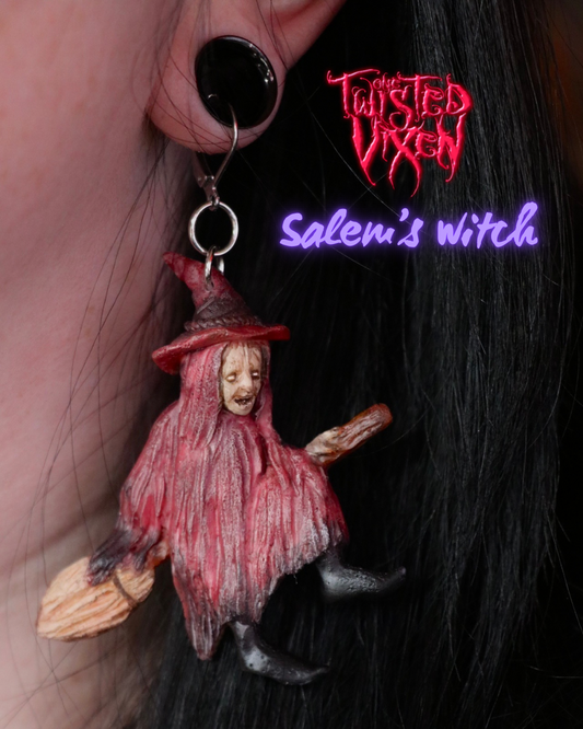 Red Salem witch earrings