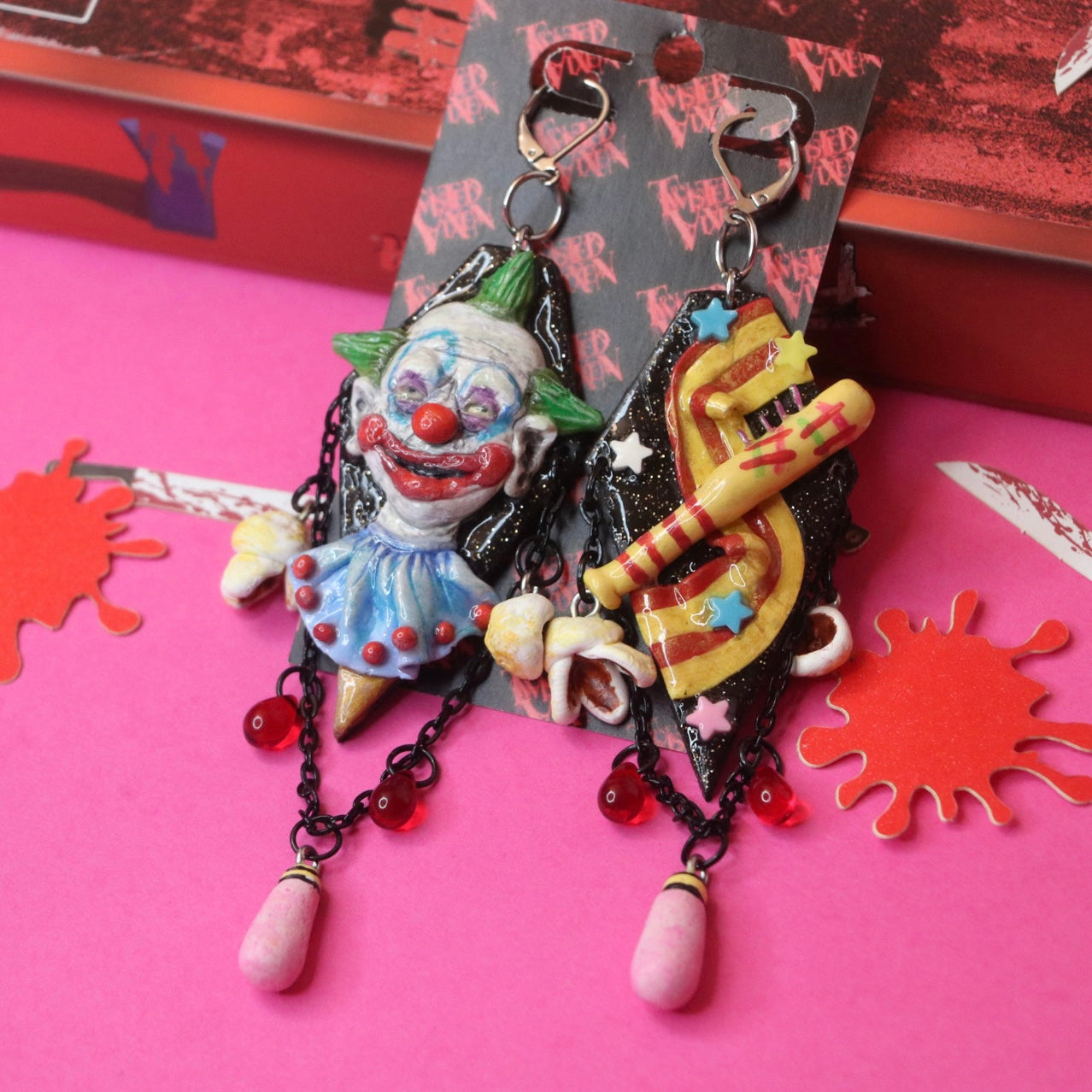 killer clown shorty earrings