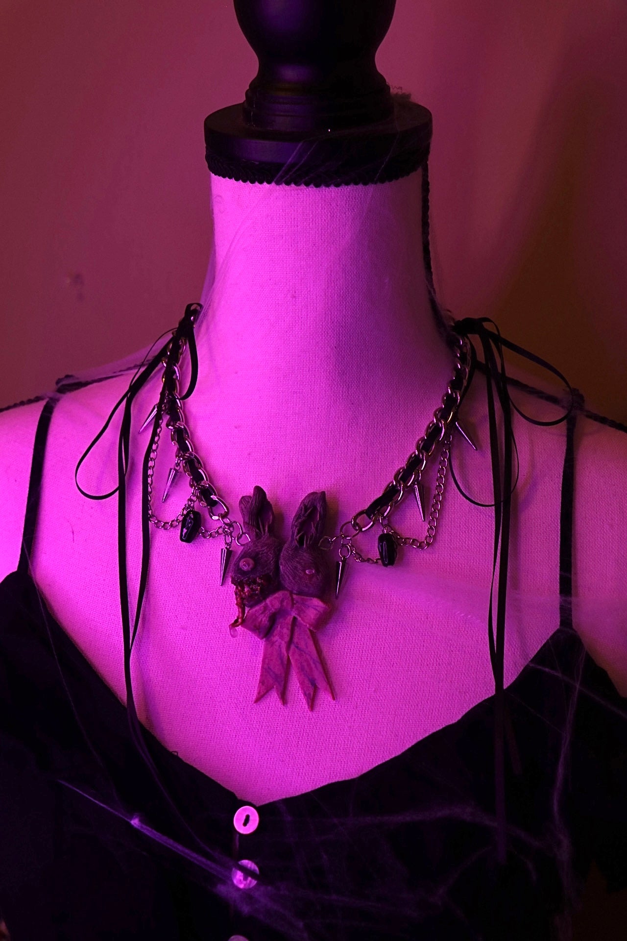 two headed bunny necklace