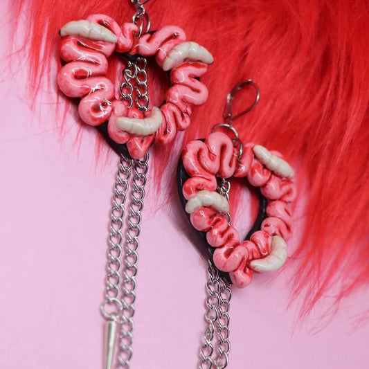 heart gore polymer clay earrings