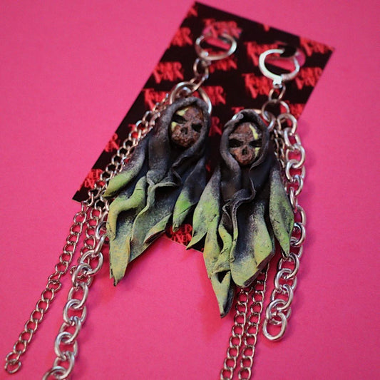 neon grim earrings