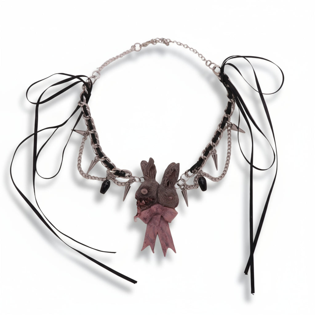 two headed bunny necklace