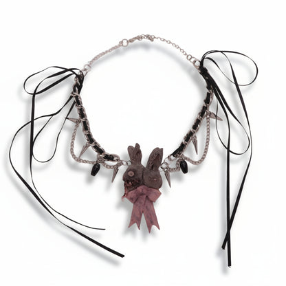 two headed bunny necklace